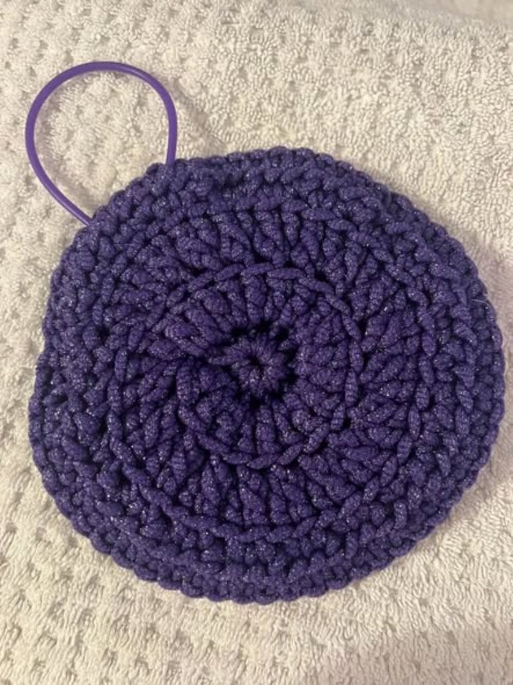 Body Exfoliator - Purple - Washable - Made w/Scrubology Yarn (Designed for dishe